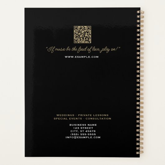 Schmelzen Weiß Treble Clef Klasse Schwarz Planer (Rückseite)