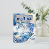 Schmelzende Eiswürfel Aquarell Postkarte (Stehend Vorderseite)