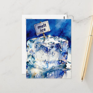 Schmelzende Eiswürfel Wasserfarbe-Typografie Postkarte