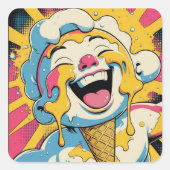 Schmelzende Freude – Eiscreme-Pop-Art-Explosion Quadratischer Aufkleber (Vorderseite)