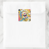 Schmelzende Freude – Eiscreme-Pop-Art-Explosion Quadratischer Aufkleber (Tasche)