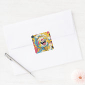 Schmelzende Freude – Eiscreme-Pop-Art-Explosion Quadratischer Aufkleber (Umschlag)