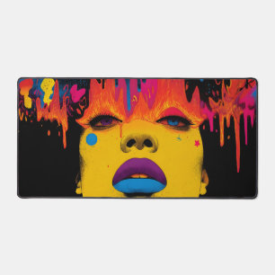 Schmelzende Neon-Muse – Psychedelische Pop-Art-Por Schreibtischunterlage