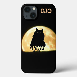 Schmelzende schwarze Katze und Vollmond iPhone 13 Hülle