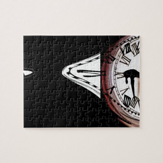 Schmelzende surreal Kunst der Uhren Schwarz-weiß Puzzle (Horizontal)