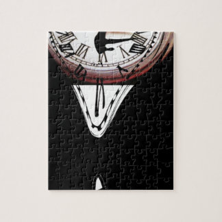 Schmelzende surreal Kunst der Uhren Schwarz-weiß Puzzle