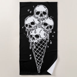Schmelzende Totenkopf-Eiscreme-Illustration Strandtuch