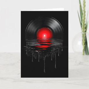 Schmelzende Vinyl-Schallplatte Vintage-Sonnenunter Karte