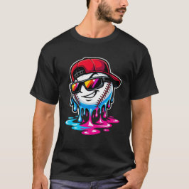Schmelzender Baseball-Drip-Charakter T-Shirt