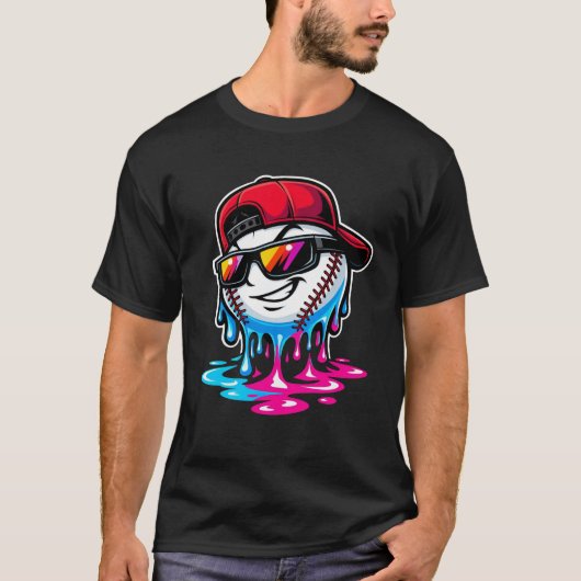 Schmelzender Baseball-Drip-Charakter T-Shirt (Vorderseite)