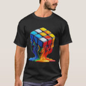 Schmelzender Rubix-Würfel Basic Dark T-Shirt (Vorderseite)