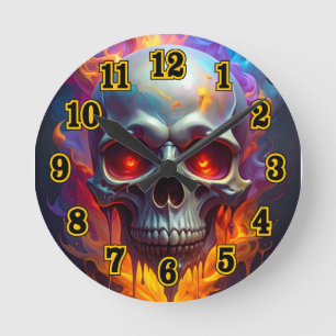 Schmelzender Schädel Runde Wanduhr