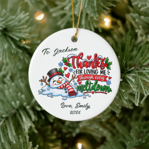 Schmelzender Schneemann-Dankeschön-Ornament Keramik Ornament