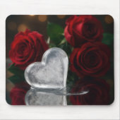 Schmelzendes Eis mit roten Rosen erwärmt Mousepad (Vorne)