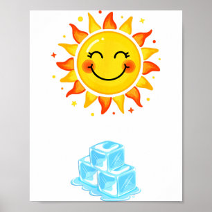 Schmelzendes Eis Strahlende Sonne Schmelzende Illu Poster