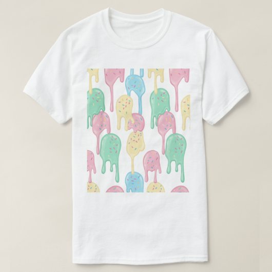 Schmelzendes Eis und Streusel Muster T-Shirt (Design vorne)