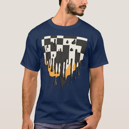 Schmelzendes Schachbrett lustig T-Shirt (Vorderseite)