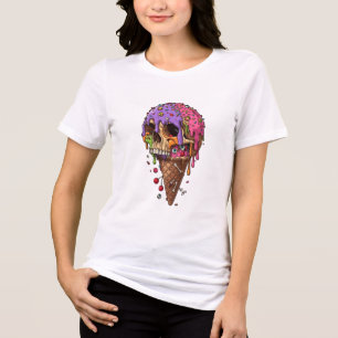 Schmelzendes Totenkopf-Eis Halloween Tri-Blend Shirt
