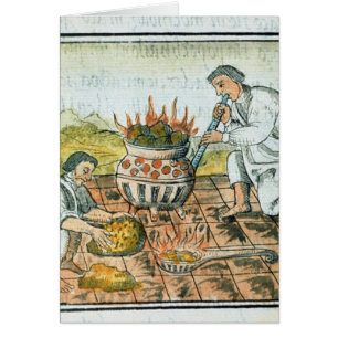 Schmelzendes und werfendes Gold im aztekischen