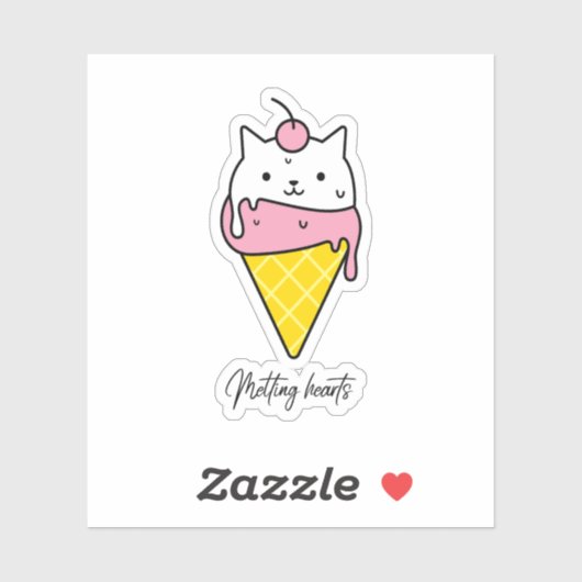Schmelzherzen - Niedliche Sommereiscreme Aufkleber (Blatt)