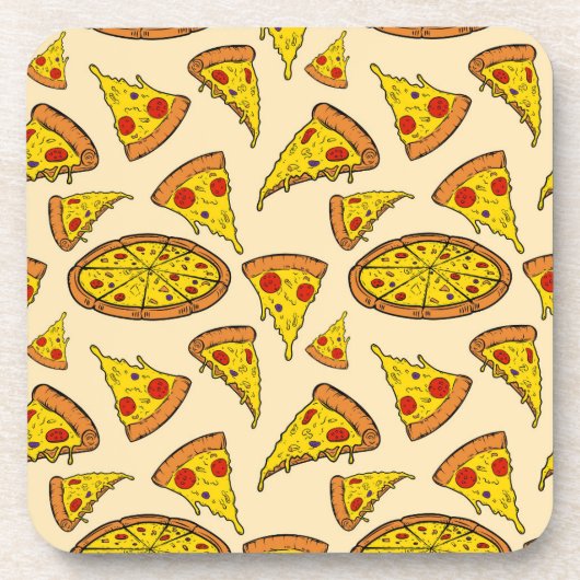 Schmelzkäse Pizza Muster Getränkeuntersetzer (Vorderseite)