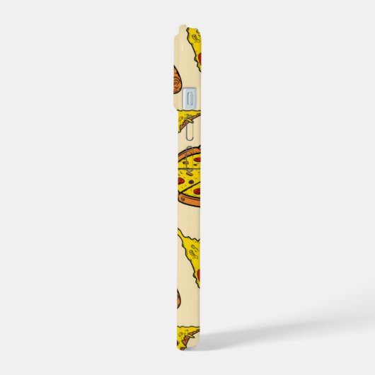 Schmelzkäse Pizza Muster iPhone 15 Hülle (Linke Seite)