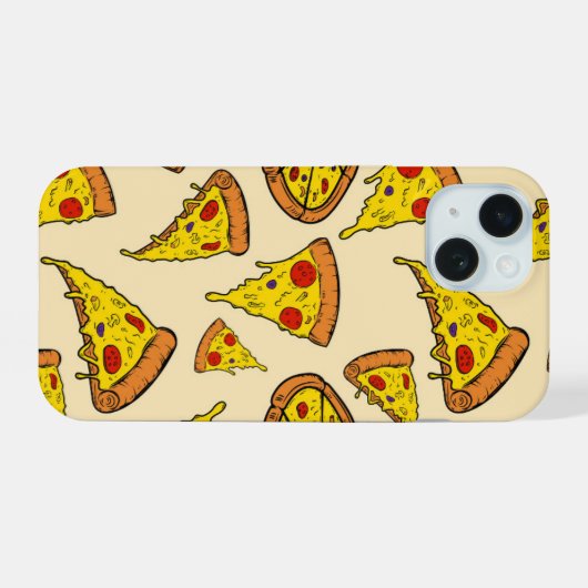 Schmelzkäse Pizza Muster iPhone 15 Hülle (Rückseite (Horizontal))