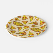 Schmelzkäse Pizza Muster Pappteller (Schrägansicht)