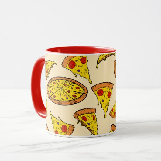 Schmelzkäse Pizza Muster Tasse (Vorderseite Links)