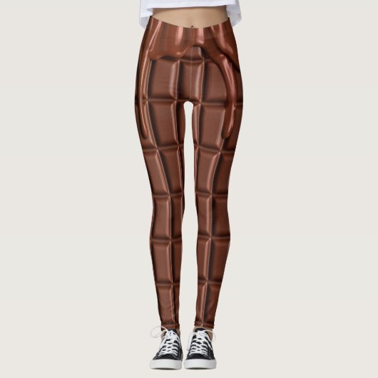 Schmelzschokolade, die über einen Schokoladenblock Leggings (Vorderseite)