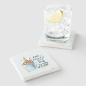 Schmelztablette | Gemütlicher Einhorn Winter Steinuntersetzer (Seitenansicht)