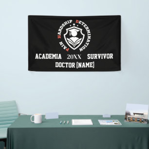 Schmerz, Härte, Entschlossenheit – Lustiger PhD-Zi Banner