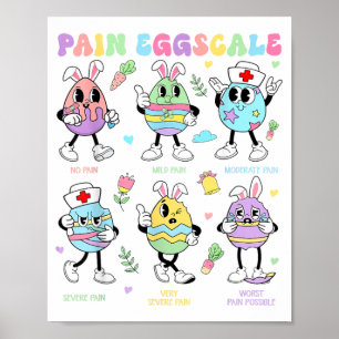 Schmerzbewertung Ostertag Süßer Hase Eier Krankens Poster