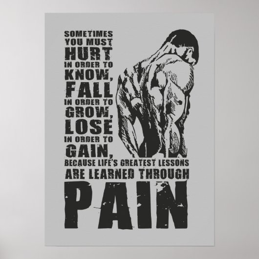 Schmerzen - Beste Lektionen - Gym Workout Motivier Poster (Vorne)