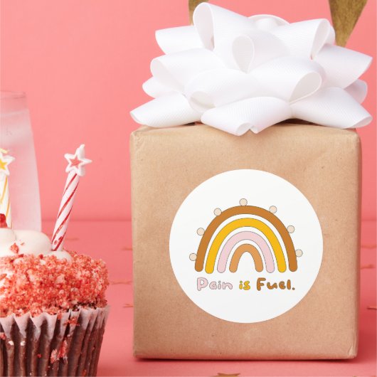 Schmerzen sind Treibstoff motivierend Boho Regenbo Runder Aufkleber (Party)