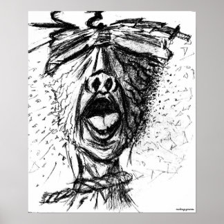 Schmerzen und Frustration - Bleistifskizze Poster