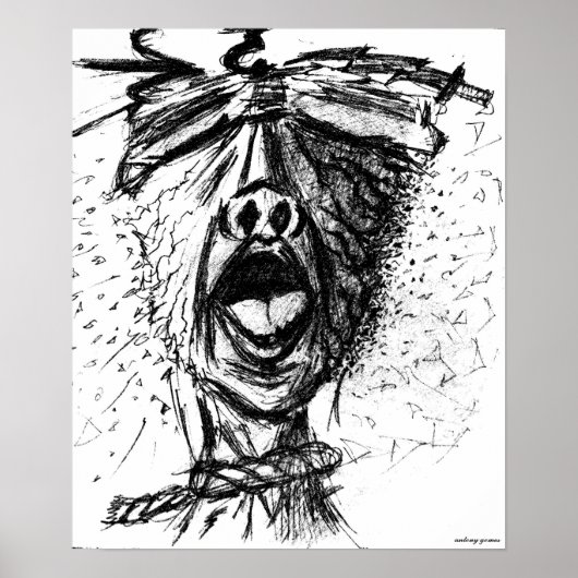 Schmerzen und Frustration - Bleistifskizze Poster (Vorne)