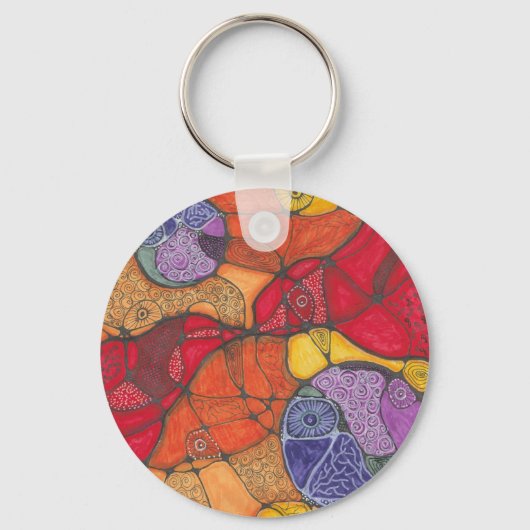 Schmerzen und überwältigende doodle Art Keyring. Schlüsselanhänger (Vorderseite)