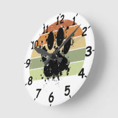 Schmerzhafter Spritzer Dog Pad Retro Sonnenunterga Runde Wanduhr (Winkel)