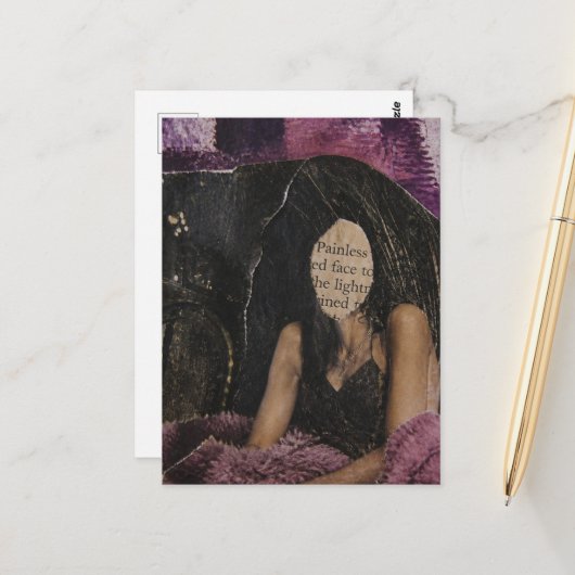 Schmerzlose Gesicht-Mixed-Media-Collage Postkarte (Vorderseite/Rückseite Beispiel)