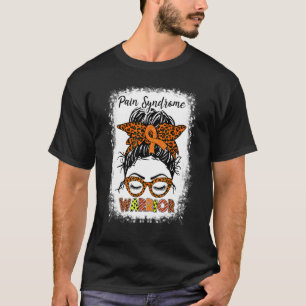 Schmerzsyndrom Warrior Messy Bun Orange Ribbon Leo T-Shirt