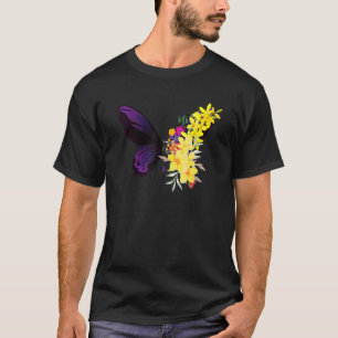 Schmetterblume Chrysanthemen und Schmetterling T-Shirt