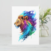 Schmetterkunst ein Löwenkopf farbenfrohe Gemälde Dankeskarte (Stehend Vorderseite)