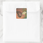 Schmetterling 2 quadratischer aufkleber (Tasche)