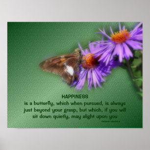 Schmetterling 5 Glück Inspiration Zitat Natur Poster