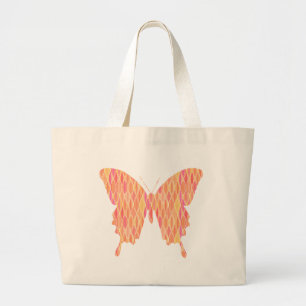 Schmetterling, abstrakt in Rosa, Orange, Pfirsich Jumbo Stoffbeutel