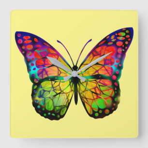 SCHMETTERLING ABSTRAKT QUADRATISCHE WANDUHR