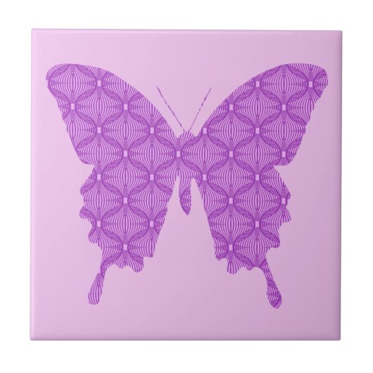 Schmetterling, abstraktes Muster, Lavendel und lil Fliese (Vorderseite)