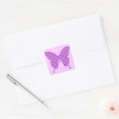 Schmetterling, abstraktes Muster, Lavendel und lil Quadratischer Aufkleber (Umschlag)