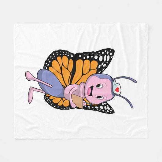 Schmetterling als Krankenschwester Fleecedecke (Vorderseite (Horizontal))